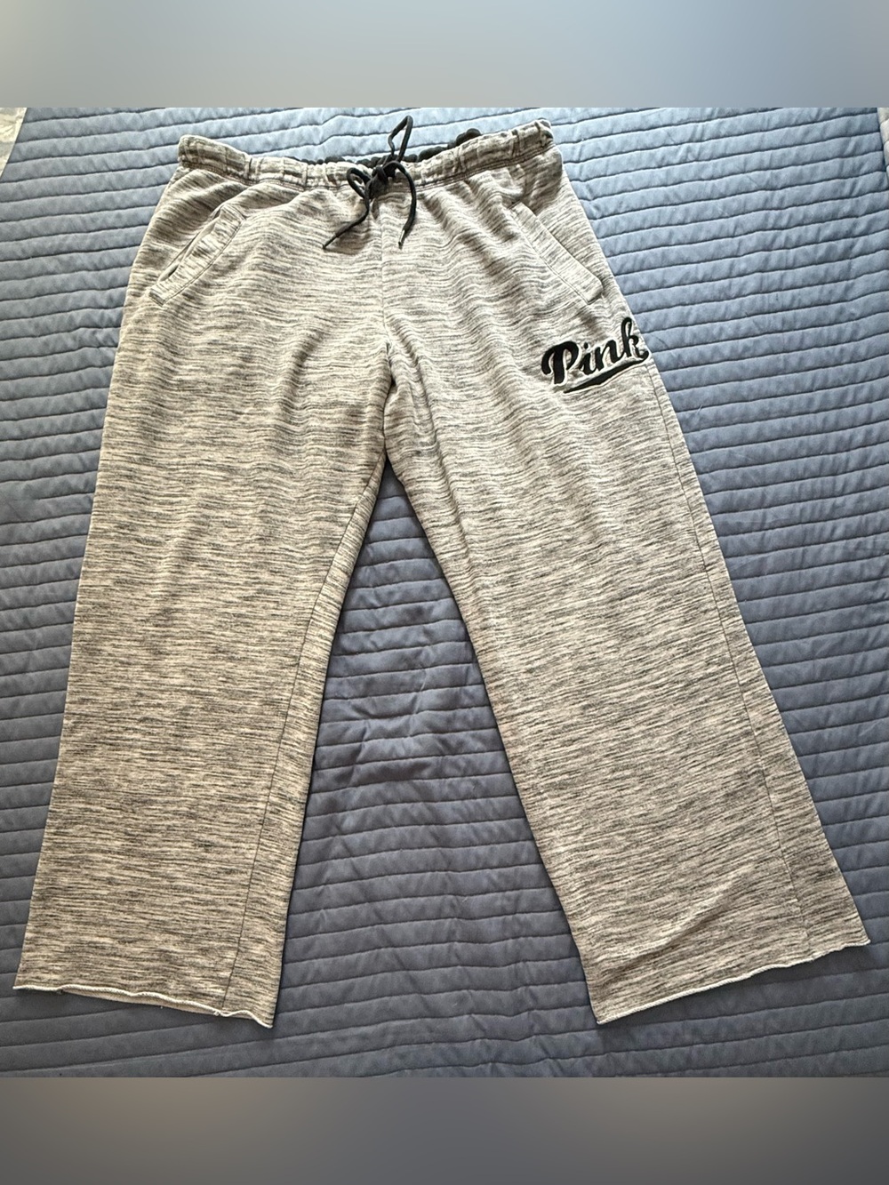 Vintage 2015 PINK Victoria’s Secret Wide Leg Sweatpants Large Gray Heathered